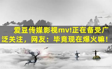 爱豆传媒影视mv!正在备受广泛关注，网友：毕竟现在爆火嘛！